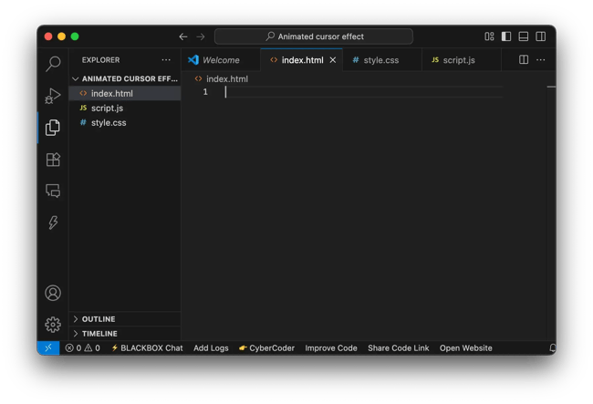 animated cursor effects, html code